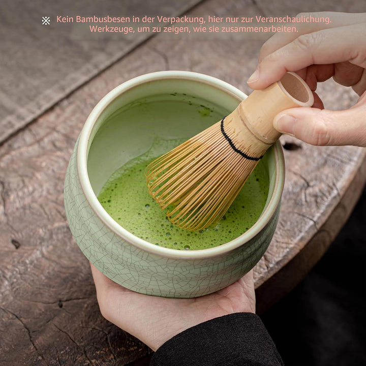 Chawan Matcha Tea Bowl und Matcha Whisk Ruhe, Chasenhalter, Teanagoo MB-6, 18 Unzen / 510 ml, mattes