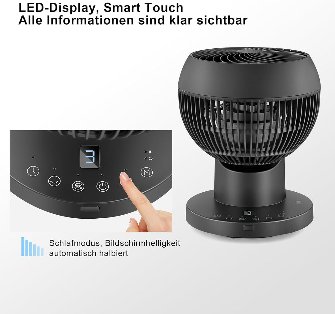 LeaderPro Ventilator leise,360° Tischventilator mit Fernbedienung und Standventilator Leise Luftzirk