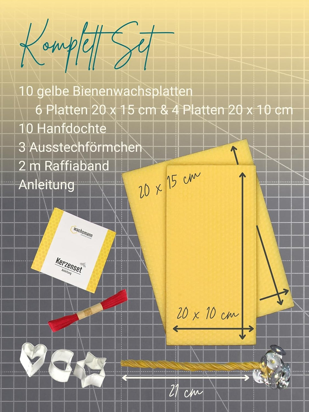 Bienenwachs Kerzen selber machen Set für 10 Bienenwachskerzen, DIY Bastelset bunt für Kinder & Erwac