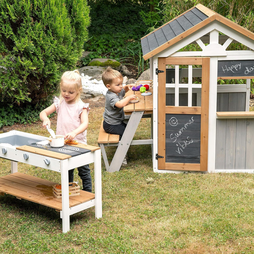 roba Picknickerweiterung für Spielhaus - Erweiterungsset mit Tisch &amp; Sitzbank für Outdoor-Spielhaus