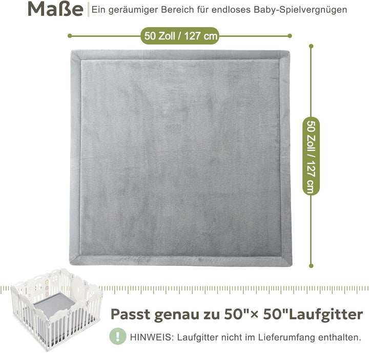 Mallify Spielmatte Baby 127x127x3,3cm – Krabbelmatte mit hochwertigem Memory-Schaum &amp; Rutschfester U