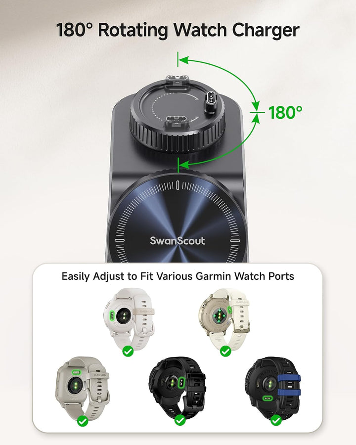 Ladestation für Garmin Watch, Magnetisch Induktive Ladestation für iPhone 17 16 15 14, 3 in 1 Wirele