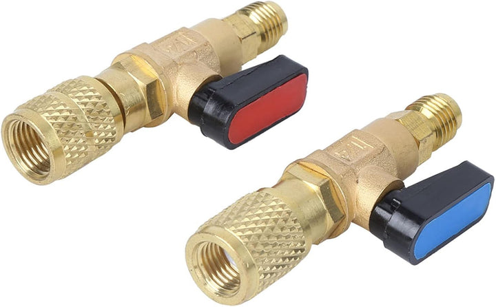 Haofy Klimaanlagen Kältemittel Kugelhahn, 2 Stück Kältemittelventil Kugelhahn Ladeschläuche Adapter,