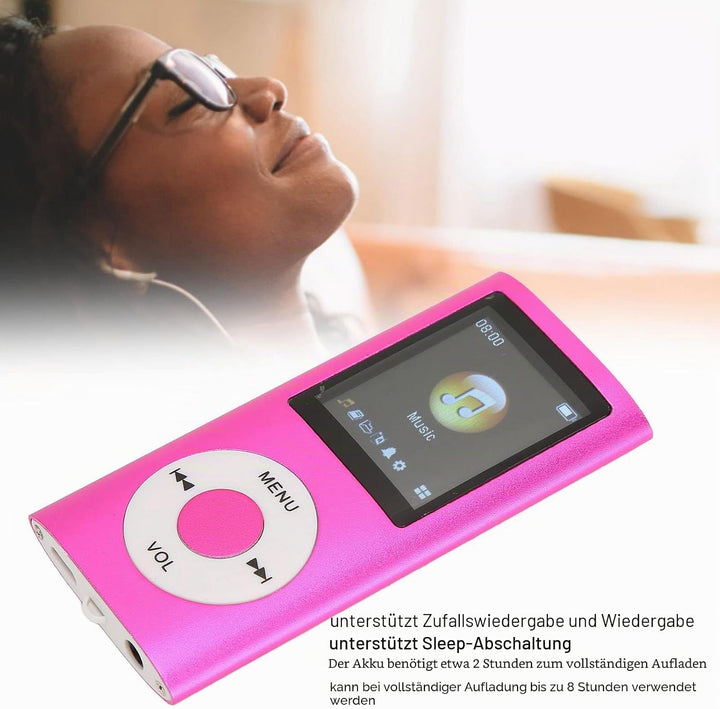 Bewinner MP3-Player/MP4-Player, Bluetooth-MP4-Musik-Player Unterstützt Bis zu 64 GB TF-Karte, 1,8-Zo