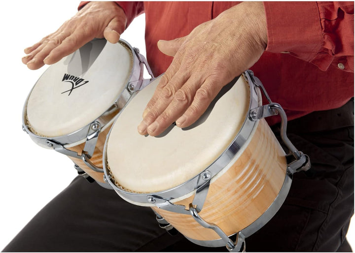 XDrum Bongos Pro Natur - 2 Trommeln mit 6,5" (17 cm) und 7,5" (20 cm) Durchmesser - Bongotrommeln mi