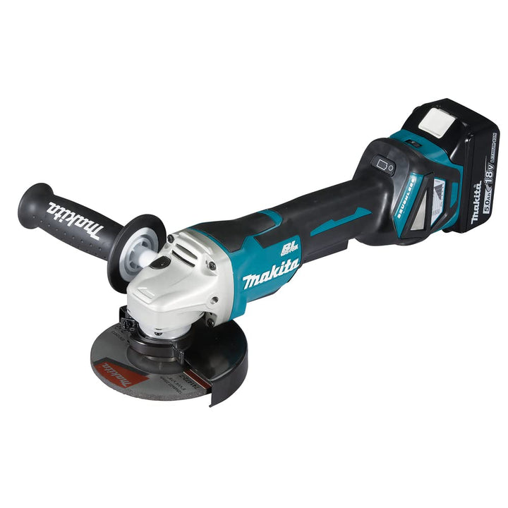 Makita DGA515RTJ Akku-Winkelschleifer 18 V mit Paddleschalter / 5,0 Ah, 2 Akkus + Ladegerät im MAKPA
