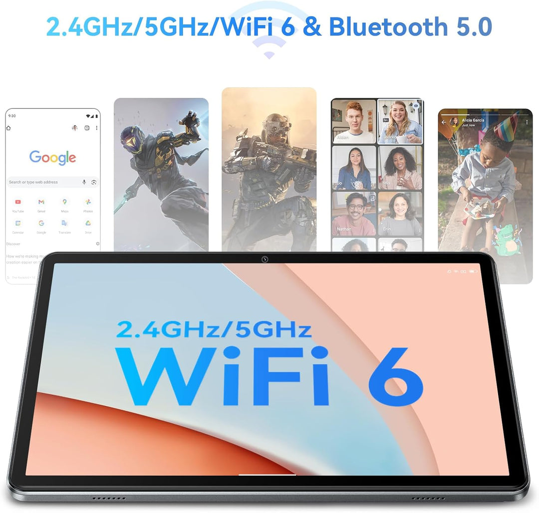 Blackview Tablet 10 Zoll Android 13 Tablets, 8(4+4) GB RAM 64GB Speicher 1TB TF WiFi 6 PC Tablet HD+