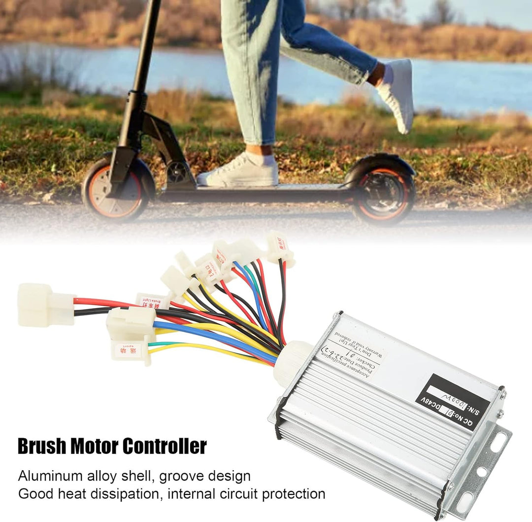 Alomejor Elektroroller 48V 1000W Controller mit Kabelbaum, Bürstenmotor-Steuerbox für EBike