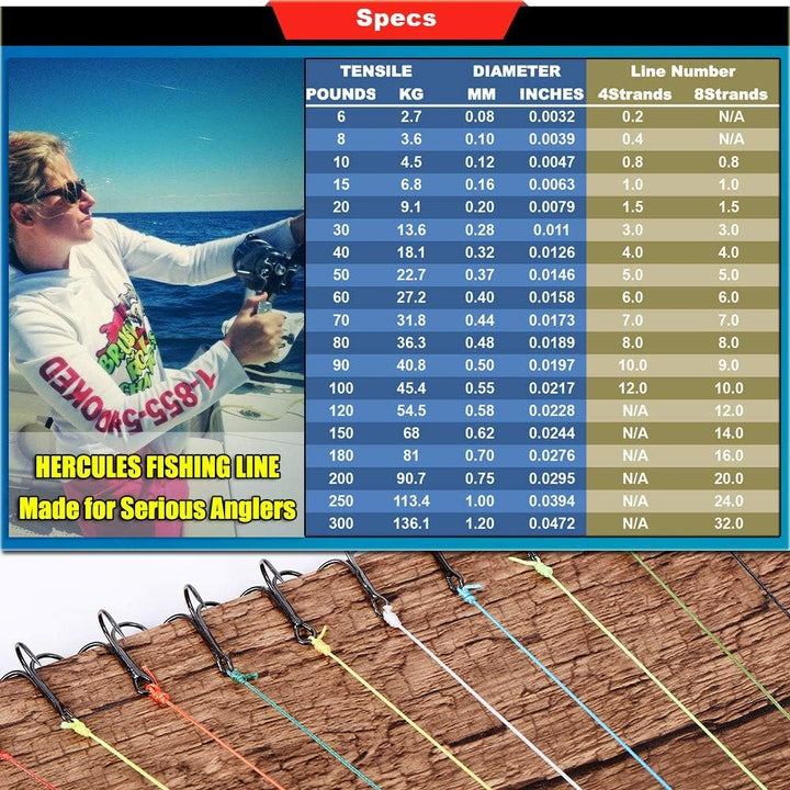 HERCULES Super Cast 100m - 2000m Yards Geflochtene Angelschnur 10lb - 300lb Test für Salzwasser Süss