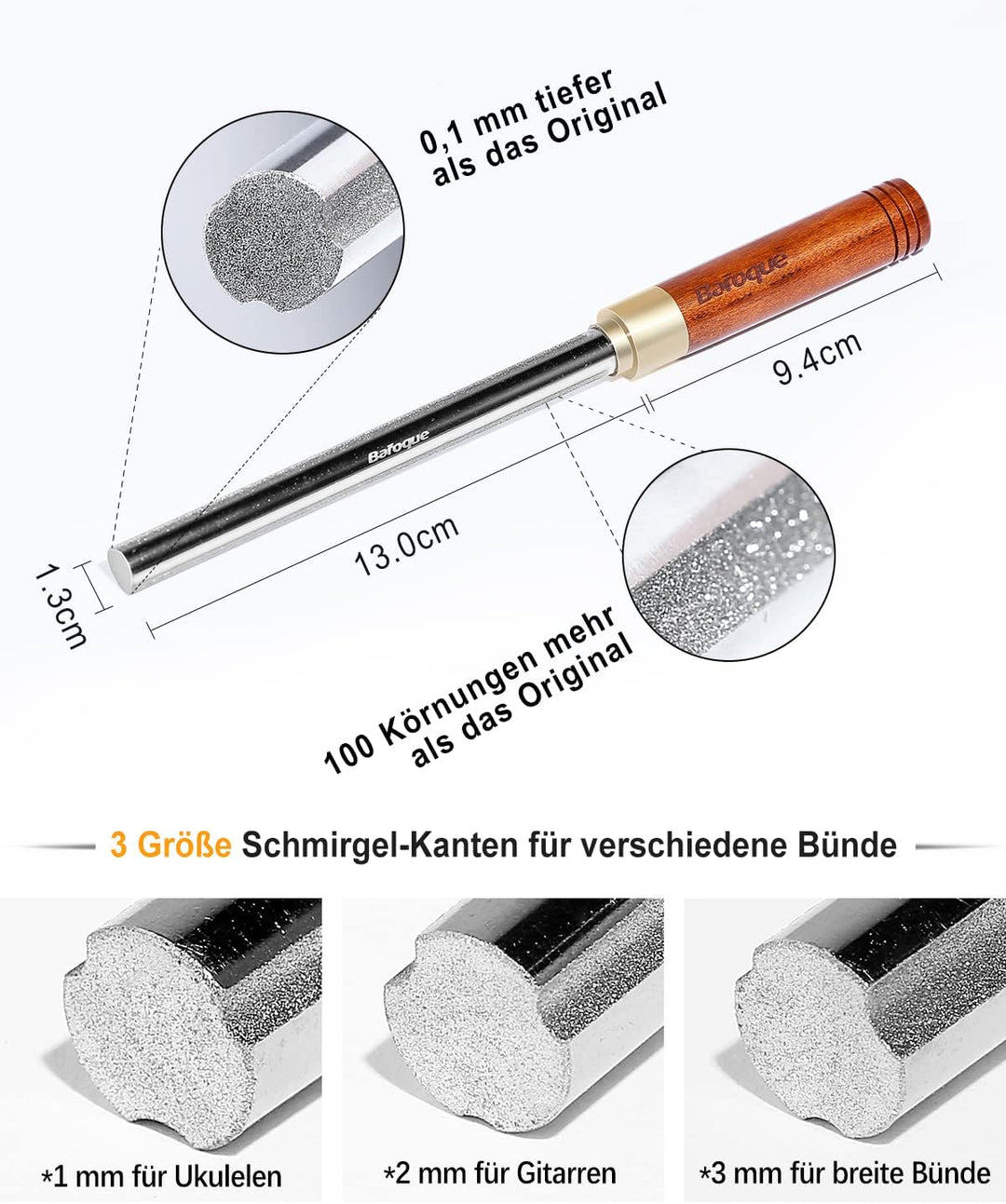 Baroque Bund Feile Gitarre, Bundfeile für Gitarre Diamant, Gitarren Fret File, Verbesserte 3. Genera