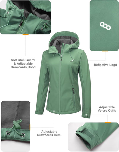 33,000ft Damen Softshelljacke Wasserdichte Winddichte Funktionsjacke Atmungsaktive Übergangsjacke Le