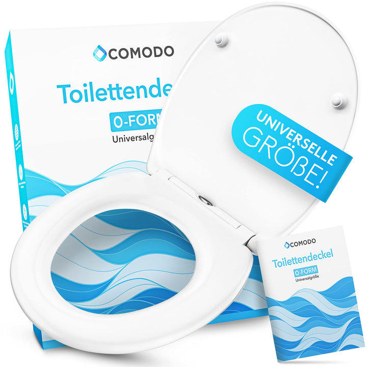 Comodo Toilettendeckel mit Absenkautomatik & Quick Release - Antibakterieller Klodeckel in O Form -