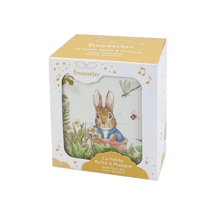 Trousselier 6260366 Musikspieldose für Kinder, Peter Hase, Schmuckschatulle mit ausziehbarer Schubla