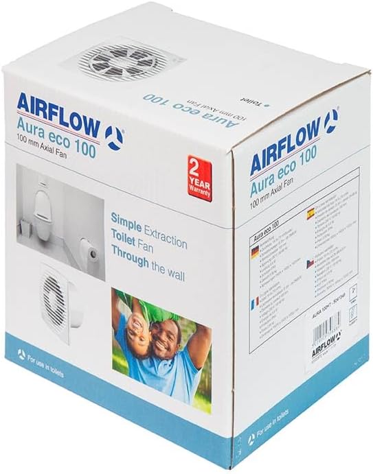 Airflow Aura 100HT – Badlüfter mit Feuchtigkeitssensor und einstellbarem Nachlauftimer, 50 m³/h (14
