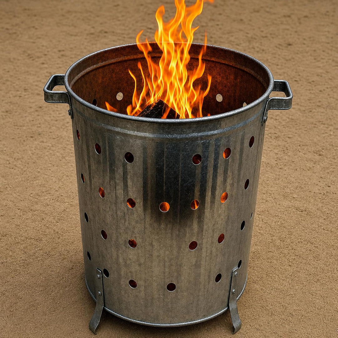 Feuertonne 75 Liter Verbrennungstonne Garten Brennofen Silber Feuerkorb | verzinkt, Feuerstelle, Gar