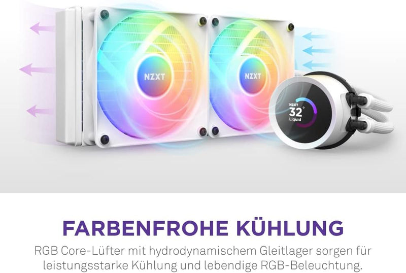 NZXT Kraken 280 RGB - RL-KR280-W1-280mm AIO CPU Wasserkühlung - 1,54" LCD Display 240x240-2x140mm RG