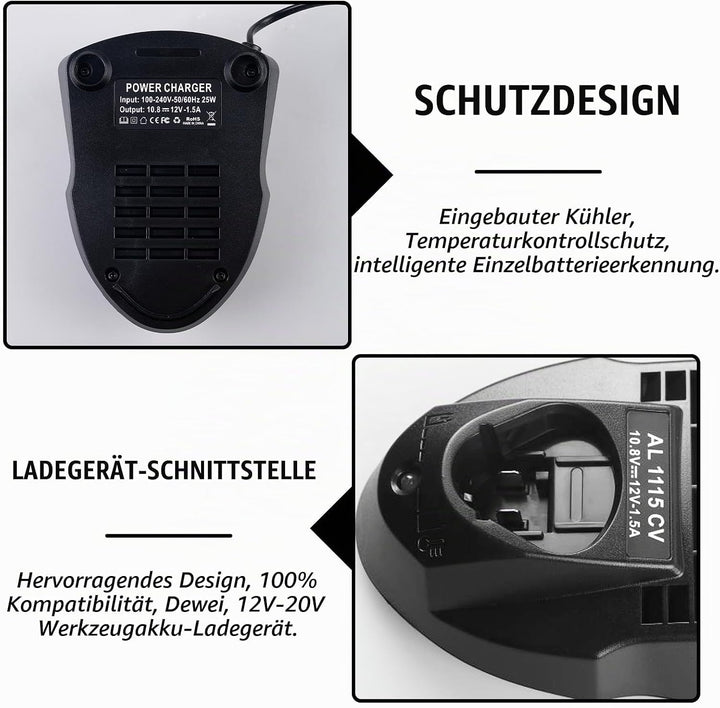 12V Akku Ladegerät für Bosch, Li-ion Ladegerät für Bosch Professional, AL1115CV Akkus Schnellladeger