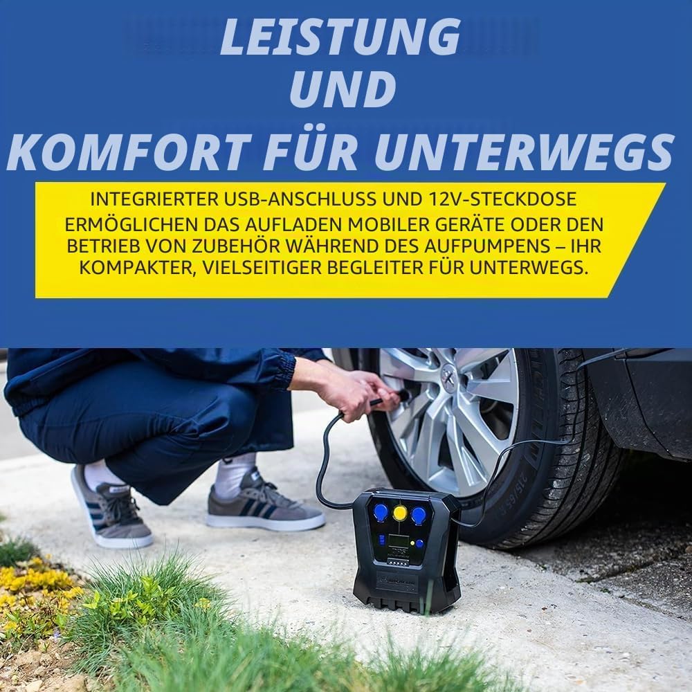 MICHELIN 62003 Luftkompressor 12v fürs Auto | Programmierbar und Digital | Reifendruck Luft Kompress
