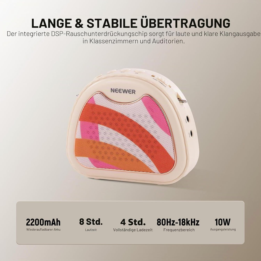 NEEWER Sprachverstärker mit Wired Headset Mikrofon, Lautsprecher, Schultergurt, AUX Ausgang, USB C w