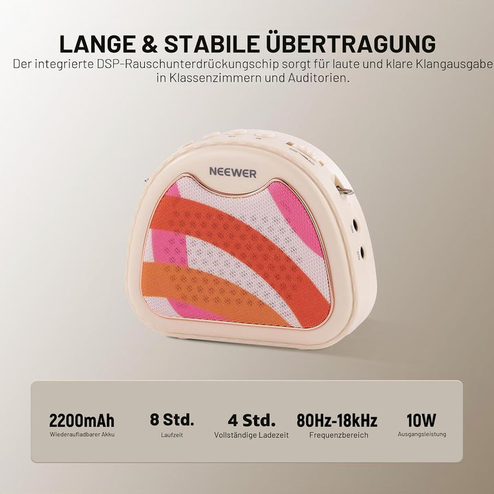 NEEWER Sprachverstärker mit Wired Headset Mikrofon, Lautsprecher, Schultergurt, AUX Ausgang, USB C w