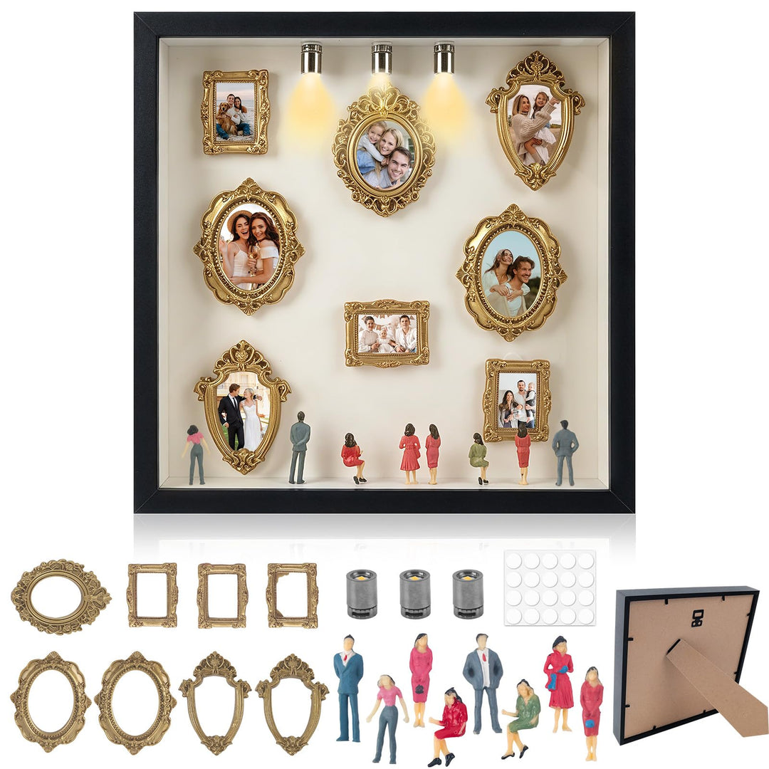 Kitimi Mini Museum Bilderrahmen, DIY Mini Museum Silhouette Box mit LED Licht, DIY Fotospeicher Bild
