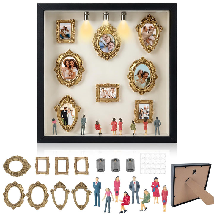 Kitimi Mini Museum Bilderrahmen, DIY Mini Museum Silhouette Box mit LED Licht, DIY Fotospeicher Bild