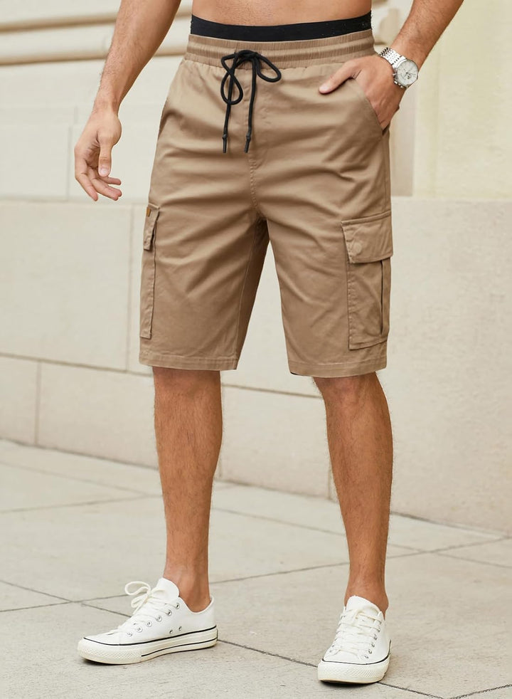 JMIERR Kurze Hosen Herren Baumwolle Cargo Shorts Herren Sommer Freizeithose mit Taschen XL Khaki, XL