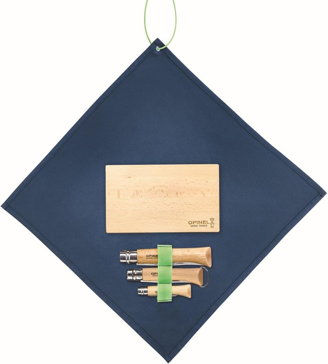 Opinel Outdoor Set mit Messer No. 12, No. 10, No. 6 und einem Buchenholzbrett, 254653, Buchenholz, B