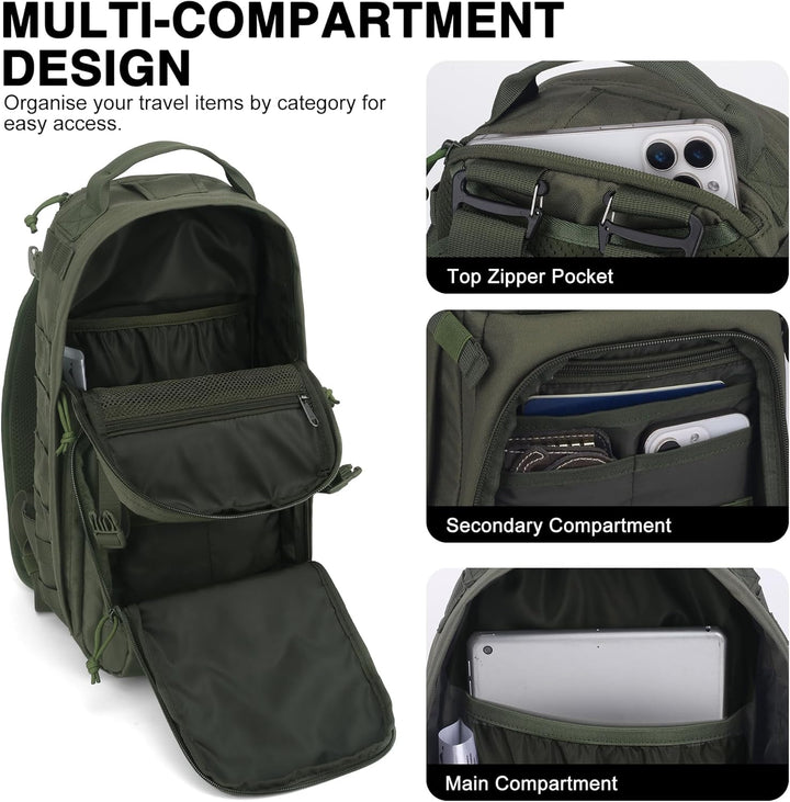 Mardingtop 18L Taktischer Rucksack für Herren mit abnehmbaren Schultergurten Vielseitiger 3-in-1 Ruc