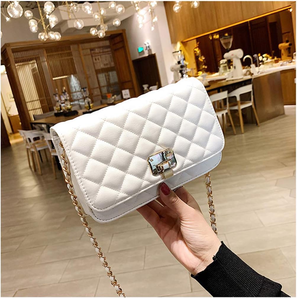 Damen Leder Schultertasche Mode Clutch Handtasche gesteppt Designer Crossbody Tasche mit Kettenrieme