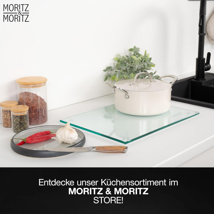 Moritz & Moritz Glasschneidebrett 40x30 cm - Kratzfestes & hygienisches Schneidebrett aus Sicherheit