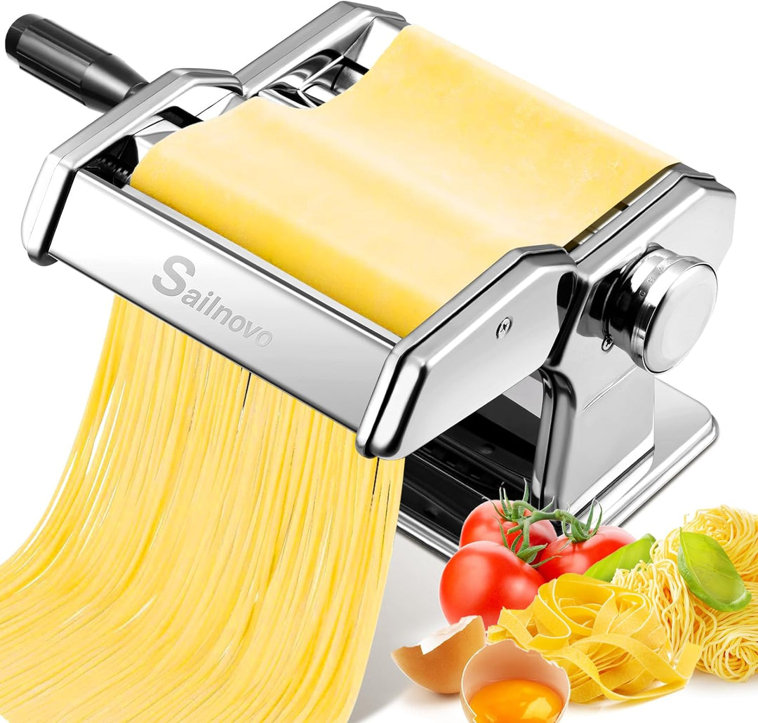 Sailnovo Nudelmaschine Pasta Maker 180 Aluminiumlegierung mit 9 Einstellbaren Stärkeeinstellungen un