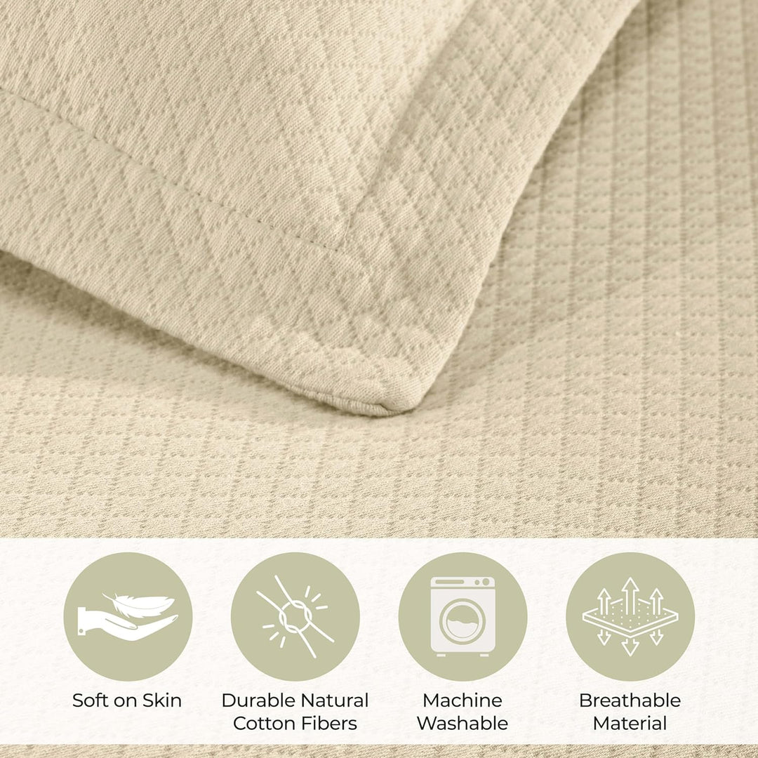 SUPERIOR Tagesdecke und Kissenbezüge aus Baumwolle – Jacquard-Matelassee-Decke, Baumwolldecke, elfen