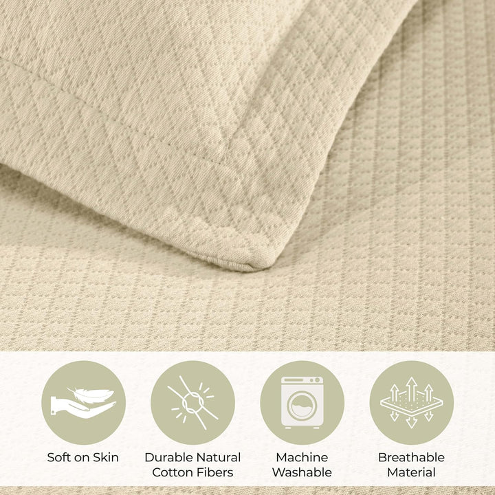 SUPERIOR Tagesdecke und Kissenbezüge aus Baumwolle – Jacquard-Matelassee-Decke, Baumwolldecke, elfen