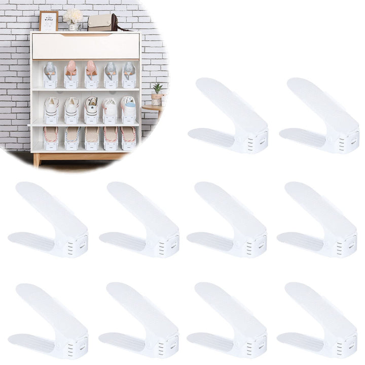 YRHome 30 Stück Einstellbare Schuhregale Schuhorganizer Schuh Organisierer aus PP-Material, 3 höhenv