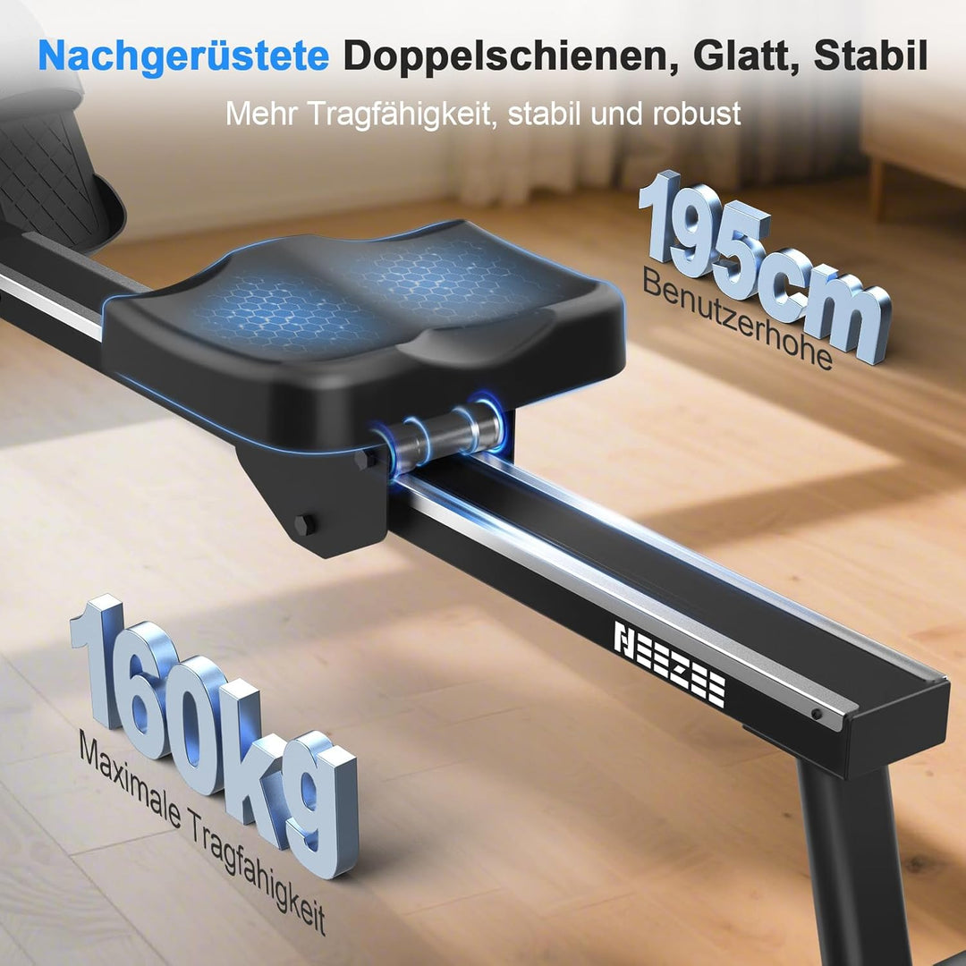 Rudergerät für Zuhause, Rudergerät Wasser 150kg Gewichtskapazität, Rudergerat Wasser mit Bluetooth-F