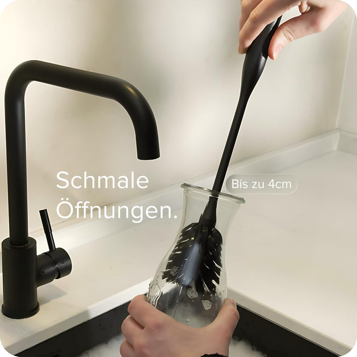 blackswedenhome Flaschenbürste lang - Hochwertige, langlebige Borsten - Modernes Design Flaschenrein