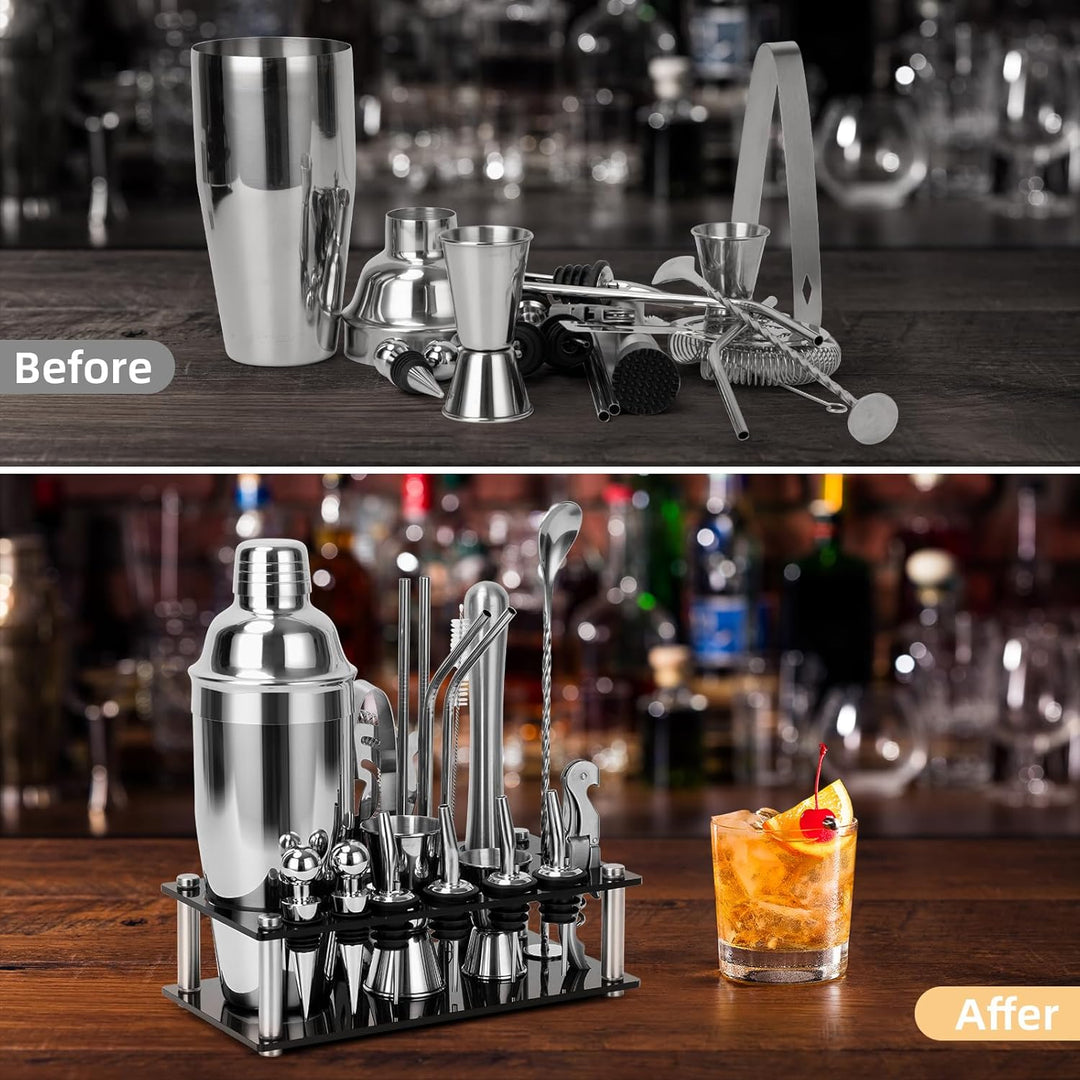 Cinnani Cocktail Set 20-teilig-Professional Cocktail Mixing Set-Cocktail Shaker Set mit Ständer und