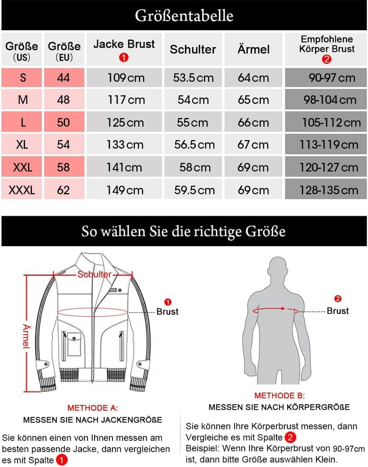 FLAVOR Herren Lederjacke Wildleder Jacke Baumwolle Gefüttert Mit Abnehmbares Kragen Freizeitjacke L