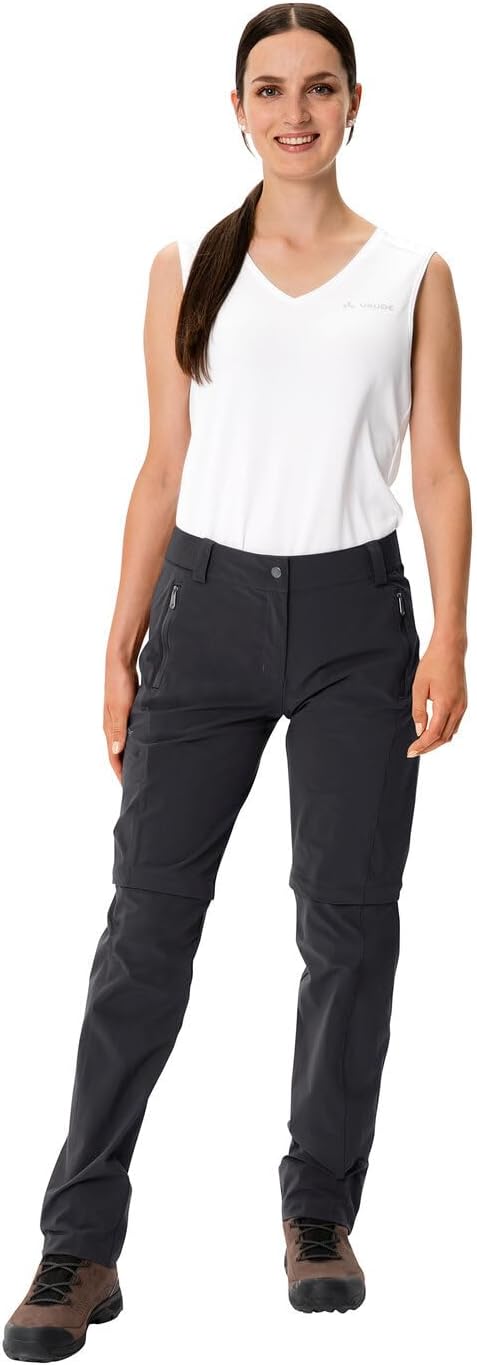 VAUDE Wanderhose Damen Zip-off Farley Stretch III, schwarz - Grösse 48 Lang, wasserdichte Outdoorhos