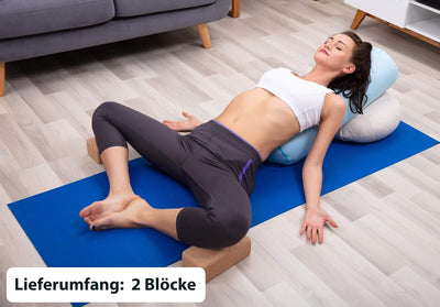 Yoga Block 2er SET Kork 100% Natur - Hatha Klotz auch für Anfänger Meditiation & Pilates, Fitness Zu