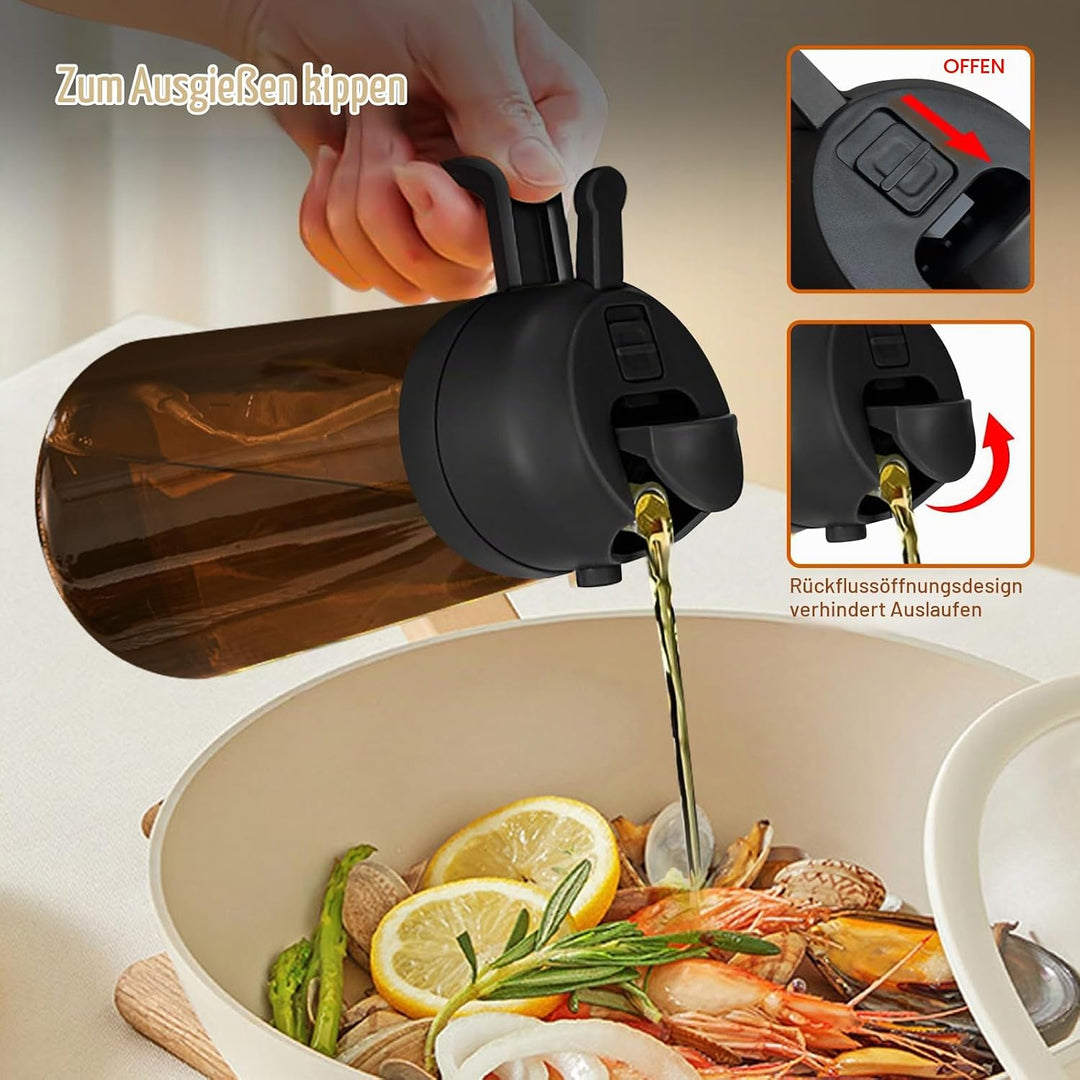 YARRAMATE 2 Stück 470ml Lichtblockierender dunkler Ölsprüher zum Kochen, 2-in-1 UV Schutz ölzerstäub