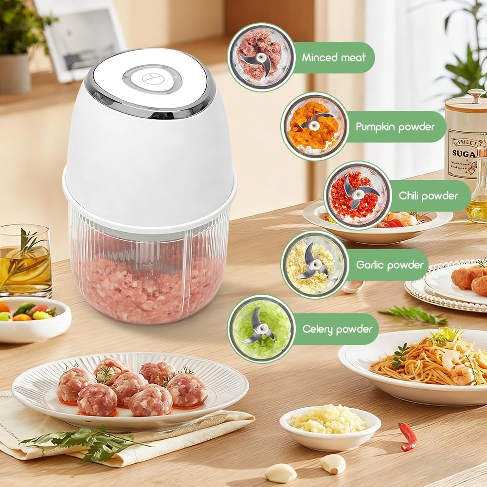 Mini Zerkleinerer Elektrisch, 350 ml Elektrisch Gemüsezerkleinerer Zwiebelschneider, Klein Zwiebel Z
