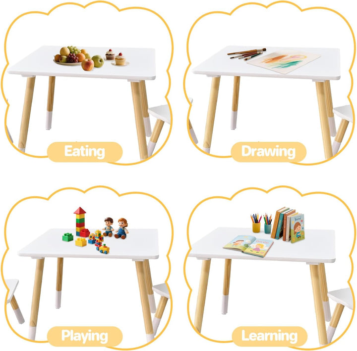 Asweets Kindertisch mit 2 Stühlen für Jungen und Mädchen, Aktivitätstisch-Set aus Holz, geeignet für