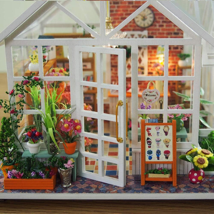 GuDoQi DIY Puppenhaus Miniatur Kit, 3D Hölzernes Puppenhaus Bausatz mit Möbeln und Musik und LED-Lic