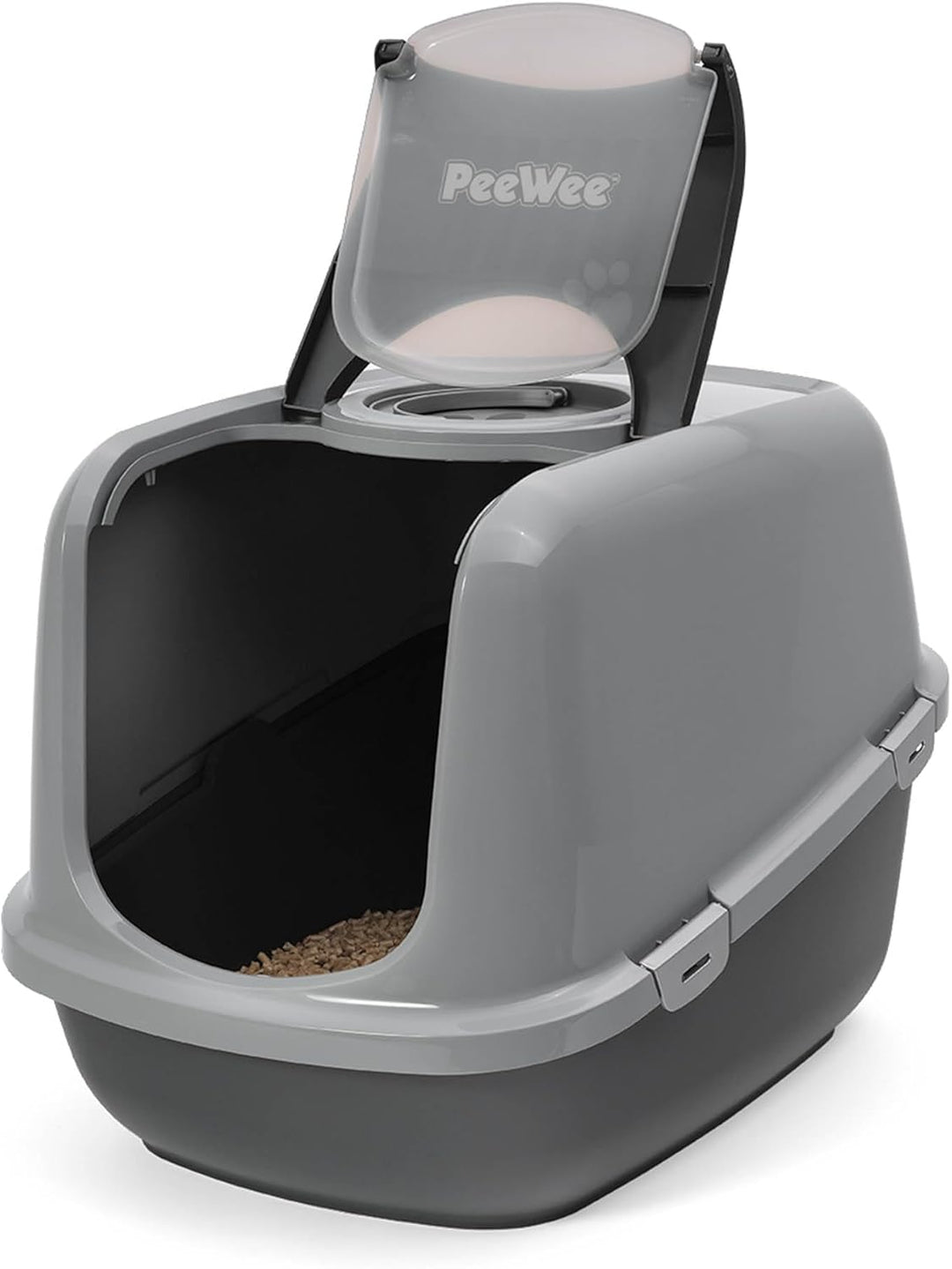 PeeWee Katzentoilette XXL EcoDome Katzenklo mit Haube Katzen WC geschlossen inkl. 3kg Streu Holzpell