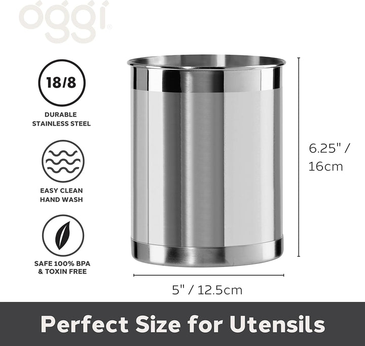 Oggi Steel Utensil Holder Utensilienbehälter, Edelstahl: 12,7 cm, Regular regulär, regulär