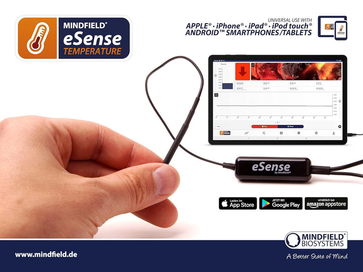 Mindfield eSense Temperature | Biofeedback zum Stressreduktion | Mit App für iPhone und Android | In