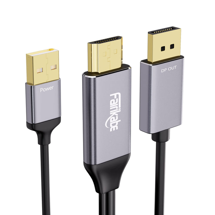 fairikabe Aktives HDMI-zu-Displayport-Kabel 4K@60Hz [6,6 FT/2 M, unidirektional], HDMI-Eingang zu DP