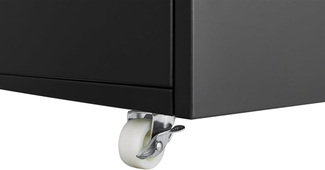 Rollcontainer Aktenschrank Büroschrank aus Metall mit 2 Türen und Verstellbare Einlegeböden, Drucker